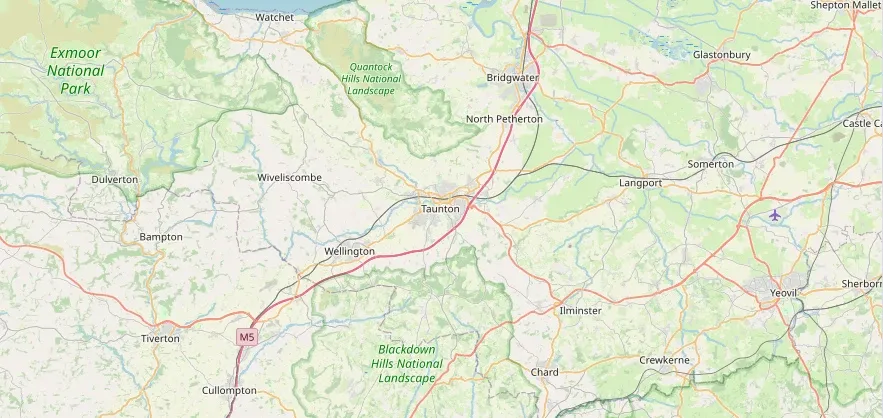 Map of the Taunton area